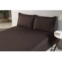 Ver imagem 2 de Kit Colcha Cama Casal Queen Vitória 3 Peças Babado Marrom