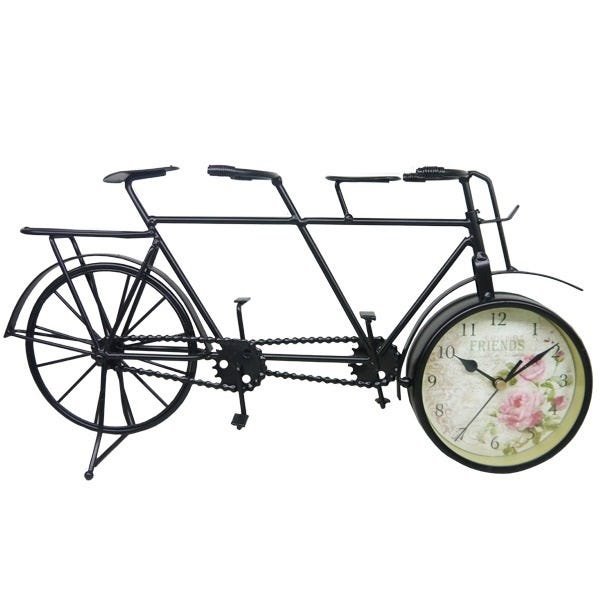 RELÓGIO DE MESA BICICLETA FLORES EM METAL - QUALEQUALE - 1