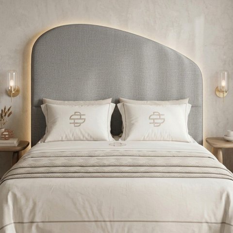 Cabeceira Cama Box King Colli 195cm Estofada Orgânica Moderna Linho Cinza - Abmaza