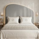 Ver imagem 1 de Cabeceira Cama Box King Colli 195cm Estofada Orgânica Moderna Linho Cinza - Abmaza