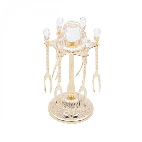 Conjunto 6 Garfos para Petisco com Suporte de Zamac Cristal Lyor - 1