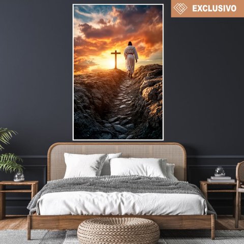 Quadro Decorativo Jesus e a Cruz Sala Quarto Casa Escritório