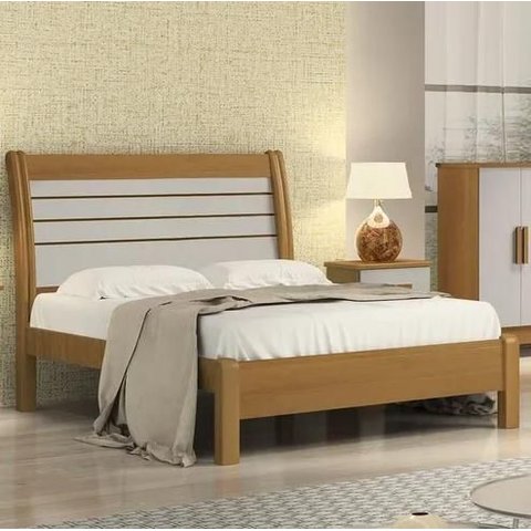 Cama Casal Esmeralda 100%mdf Queen Cinamomo/off - D Doro