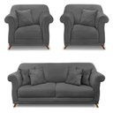 Ver imagem 1 de Kit 2 Poltronas e Sofá Living 2 Lugares 1,80m Vênus Suede Pés Castanho - Pallazio - Cinza