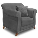Ver imagem 4 de Kit 2 Poltronas e Sofá Living 2 Lugares 1,80m Vênus Suede Pés Castanho - Pallazio - Cinza