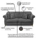 Ver imagem 6 de Kit 2 Poltronas e Sofá Living 2 Lugares 1,80m Vênus Suede Pés Castanho - Pallazio - Cinza