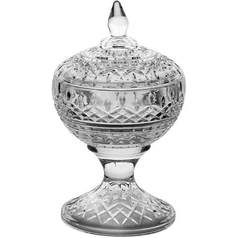 POTICHE DECORATIVO DE CRISTAL COM PE LYS TRANSPARENTE 14 X 22 CM