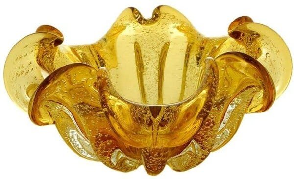 CENTRO DE MESA DECORATIVO DE VIDRO SODO-CALCICO ITALY AMBAR 24x11cm - 1