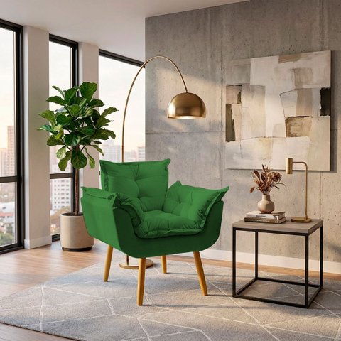 Poltrona Decorativa Reforçada para Sala Alice para Recepção Manicure Escritório Suede