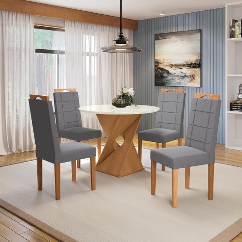 Conjunto Sala de Jantar Luna Kappesberg 4 Cadeiras Veludo Titanio