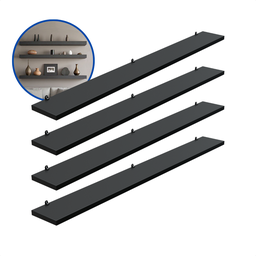 Kit 4 Prateleira Preta 90X10 + Suporte Flutuante Mdf Organizadora Decoração Cozinha Banheiro Sala - 2 Kit 4 Prateleira Preta 90X10 + Suporte Flutuante Mdf Organizadora Decoração Cozinha Banheiro Sala - 2