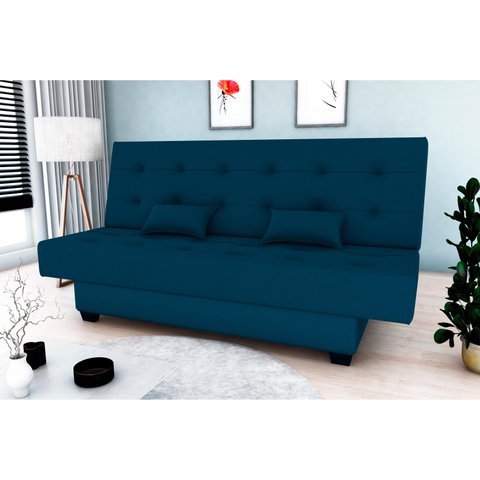 Sofá Cama Laila Veludo Azul E433 - Matrix