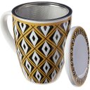 Ver imagem 2 de Caneca de Porcelana Super White com Tampa e Filtro Tebas Preto/Dourado 310Ml com Caixa de Presente