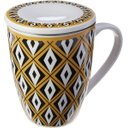 Ver imagem 1 de Caneca de Porcelana Super White com Tampa e Filtro Tebas Preto/Dourado 310Ml com Caixa de Presente