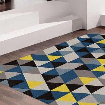 Tapete Decoração Sala Triângulos Azuis Dna Home 140x200cm - 3