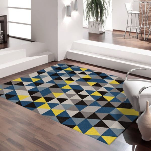 Tapete Decoração Sala Triângulos Azuis Dna Home 140x200cm - 2