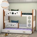 Ver imagem 2 de Beliche Infantil Solteiro Star com Cama Auxiliar com Mel Divaloto com Luminária Nuvem - Branco