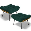 Ver imagem 1 de Kit 2 Puff's Decorativos Sala de Estar Costela L02 Bouclê Verde - Lyam Decor
