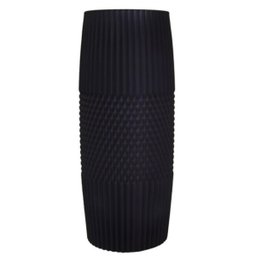 Vaso Decorativo Com Detalhes Em Relevo De Vidro Preto 25CM - 1