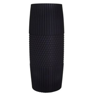 Vaso Decorativo Com Detalhes Em Relevo De Vidro Preto 25CM