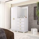 Ver imagem 1 de Guarda Roupa Casal Cristal 2 Portas de Bater 4 Gavetas MDP com Espelho Branco Vila Rica 120cm