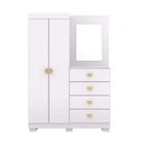 Ver imagem 3 de Guarda Roupa Casal Cristal 2 Portas de Bater 4 Gavetas MDP com Espelho Branco Vila Rica 120cm