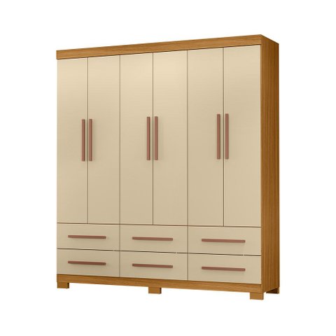 Roupeiro 180cm 6 Portas 6 Gavetas sem Espelho - Ssx Multicoisas