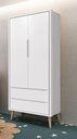 Ver imagem 2 de Guarda-Roupa Retrô 2 Portas Théo New Branco Fosco com Natural - MoveisAqui