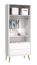 Ver imagem 5 de Guarda-Roupa Retrô 2 Portas Théo New Branco Fosco com Natural - MoveisAqui