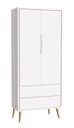 Ver imagem 1 de Guarda-Roupa Retrô 2 Portas Théo New Branco Fosco com Natural - MoveisAqui