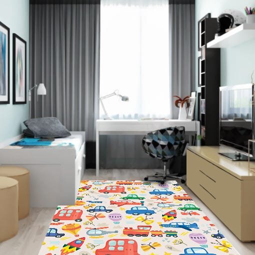 Tapete Decoração Teen Adolescente Transport Dna Antiderrapante Home 200x140cm - 2