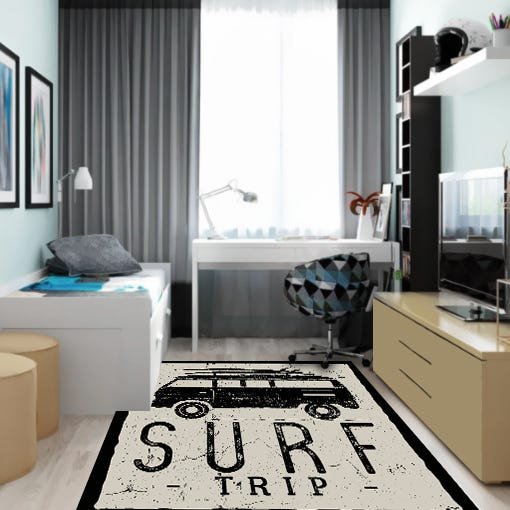 Tapete Decoração Teen Adolescente Surf Trip Dna Antiderrapante Home 200x140cm - 2