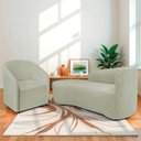 Ver imagem 1 de Kit Sofá Curvo França 140cm L.e e Poltrona Luiza Max Conforto, Elegância e Design Moderno Bouclé