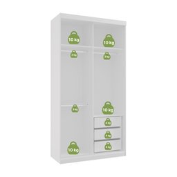 Guarda Roupas Modulado Solteiro 120cm 2 Portas de Correr 100% MDF Royal - 2 Guarda Roupas Modulado Solteiro 120cm 2 Portas de Correr 100% MDF Royal - 2