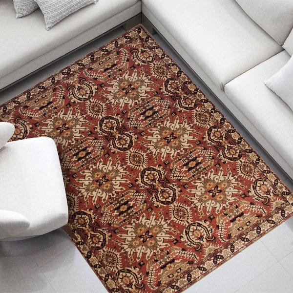Tapete para Sala Antiderrampante Retangular Indiano Moderno Dna Home - 1