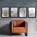Ver imagem 1 de Kit 4 Quadros Coleção Praia Soft 45x34cm - com Vidro:madeira Branca