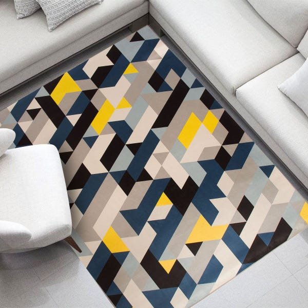 Tapete Infantil Sem Pelo Antiderrampante Retangular Azul Dna Home - 1