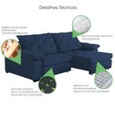 Ver imagem 6 de Sofá Retrátil e Reclinável 2,30m Clara | Conforto Premium e Design Elegante Azul Marinho