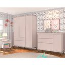 Ver imagem 4 de Jogo de Quarto Infantil Melinda Guarda Roupa Cômoda Mesinha 3 Portas 2 Gavetas MDF Rosê Phoenix