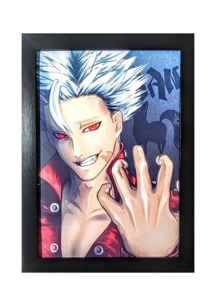 Quadro Decorativo Com Moldura e Vidro Frontal - Anime / 7 Pecados Capitas - Ban - 1