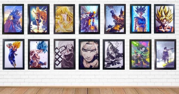 Quadro Decorativo Naruto e Sasuke Animes c/ Moldura e Vidro