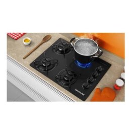 Cooktop à Gás 4 Bocas de Vidro Temperado Continental Preto Kc4Gp - Bivolt - 4