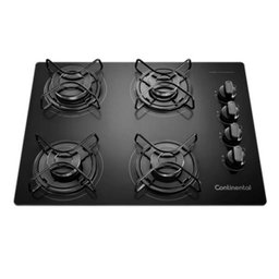 Cooktop à Gás 4 Bocas de Vidro Temperado Continental Preto Kc4Gp - Bivolt - 1