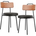 Ver imagem 1 de Kit 02 Cadeiras Decorativas Estofada Sala Jantar Barcelona L02 Couríssimo Camel Linho Chumbo - Lyam