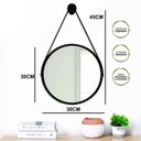 Ver imagem 6 de Kit 2 Espelhos Redondo Adnet Decorativo Suspenso com Alça 30cm + Suporte Marrom com Alça Caramelo