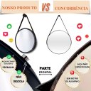 Ver imagem 3 de Kit 2 Espelhos Redondo Adnet Decorativo Suspenso com Alça 30cm + Suporte Marrom com Alça Caramelo