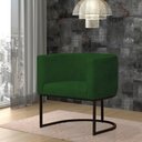 Ver imagem 2 de Kit 2 Poltronas Reforçada Decorativa Sala Estar Jantar Gabriela Base Ferro Preto Suede Verde