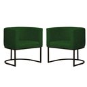 Ver imagem 1 de Kit 2 Poltronas Reforçada Decorativa Sala Estar Jantar Gabriela Base Ferro Preto Suede Verde