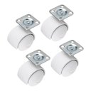 Ver imagem 1 de Kit 4 Rodinhas Rodízio Branco para Móveis 40mm com Parafusos