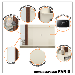 Painel Home Paris para Tv até 55 Polegadas Ripado com Espelho - 10